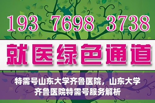 特需号山东大学齐鲁医院，山东大学齐鲁医院特需号服务解析