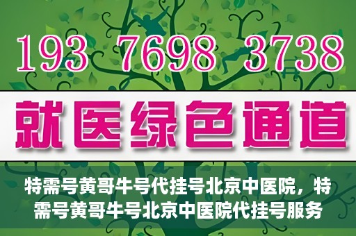 特需号黄哥牛号代挂号北京中医院，特需号黄哥牛号北京中医院代挂号服务解析