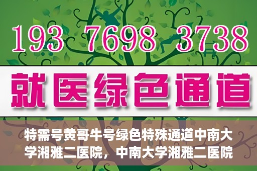 特需号黄哥牛号绿色特殊通道中南大学湘雅二医院，中南大学湘雅二医院特需绿色特殊通道，黄哥牛号引领医疗新风尚
