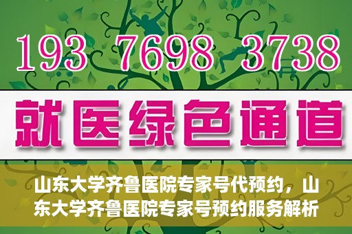 山东大学齐鲁医院专家号代预约，山东大学齐鲁医院专家号预约服务解析