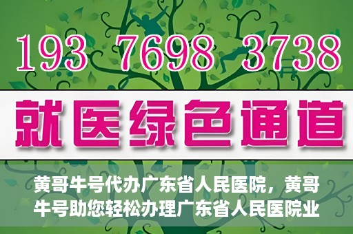 黄哥牛号代办广东省人民医院，黄哥牛号助您轻松办理广东省人民医院业务手续