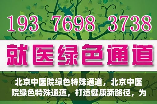 北京中医院绿色特殊通道，北京中医院绿色特殊通道，打造健康新路径，为患者解忧解困