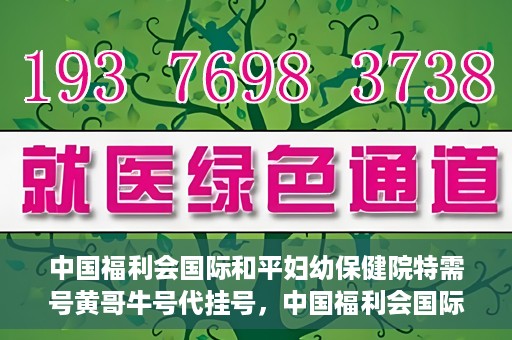 中国福利会国际和平妇幼保健院特需号黄哥牛号代挂号，中国福利会国际和平妇幼保健院特需号黄哥牛号代挂号服务解析