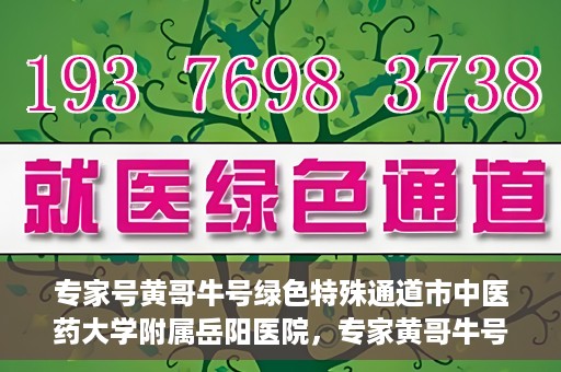 专家号黄哥牛号绿色特殊通道市中医药大学附属岳阳医院，专家黄哥牛号揭秘，市中医药大学附属岳阳医院绿色特殊通道深度解析