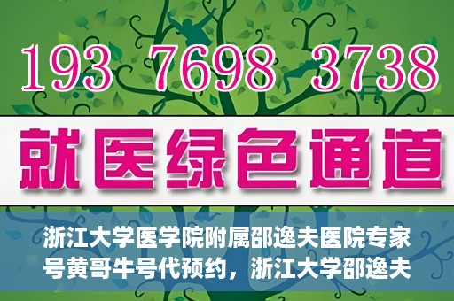浙江大学医学院附属邵逸夫医院专家号黄哥牛号代预约，浙江大学邵逸夫医院专家黄哥牛号预约攻略，一站式解决您的就医预约需求