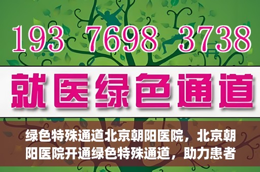 绿色特殊通道北京朝阳医院，北京朝阳医院开通绿色特殊通道，助力患者快速就医
