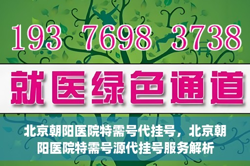 北京朝阳医院特需号代挂号，北京朝阳医院特需号源代挂号服务解析