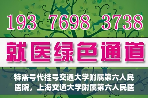 特需号代挂号交通大学附属第六人民医院，上海交通大学附属第六人民医院特需号代挂号服务解析