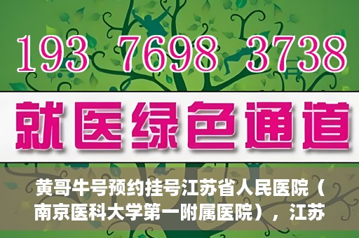 黄哥牛号预约挂号江苏省人民医院（南京医科大学第一附属医院），江苏省人民医院（南京医科大学第一附属医院）黄哥牛号预约挂号服务启动