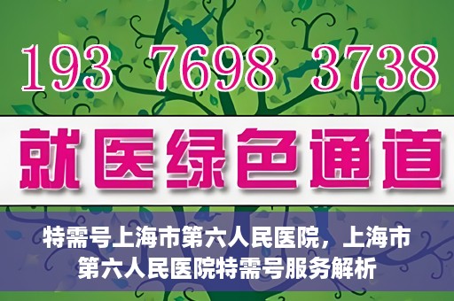 特需号上海市第六人民医院，上海市第六人民医院特需号服务解析