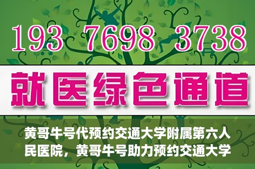 黄哥牛号代预约交通大学附属第六人民医院，黄哥牛号助力预约交通大学附属第六人民医院服务