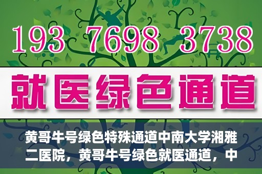 黄哥牛号绿色特殊通道中南大学湘雅二医院，黄哥牛号绿色就医通道，中南大学湘雅二医院特色服务揭秘