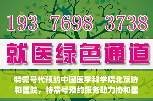 特需号代预约中国医学科学院北京协和医院，特需号预约服务助力协和医院的医疗革新之路