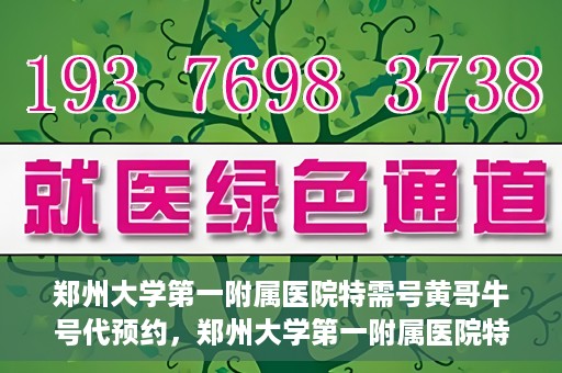 郑州大学第一附属医院特需号黄哥牛号代预约，郑州大学第一附属医院特需号名医黄哥牛号预约服务解析