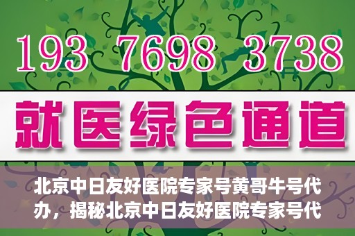 北京中日友好医院专家号黄哥牛号代办，揭秘北京中日友好医院专家号代办背后的故事，黄哥牛号代办引热议