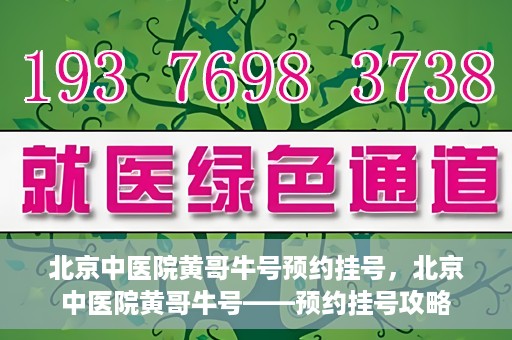 北京中医院黄哥牛号预约挂号，北京中医院黄哥牛号——预约挂号攻略