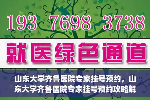 山东大学齐鲁医院专家挂号预约，山东大学齐鲁医院专家挂号预约攻略解析