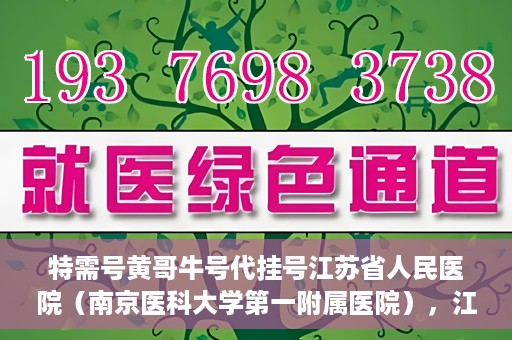特需号黄哥牛号代挂号江苏省人民医院（南京医科大学第一附属医院），江苏省人民医院特需号黄哥牛号代挂号服务解析