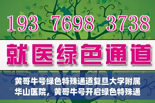 黄哥牛号绿色特殊通道复旦大学附属华山医院，黄哥牛号开启绿色特殊通道，华山医院展现医疗新力量