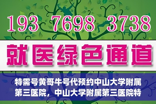 特需号黄哥牛号代预约中山大学附属第三医院，中山大学附属第三医院特需号黄哥牛号预约服务解析