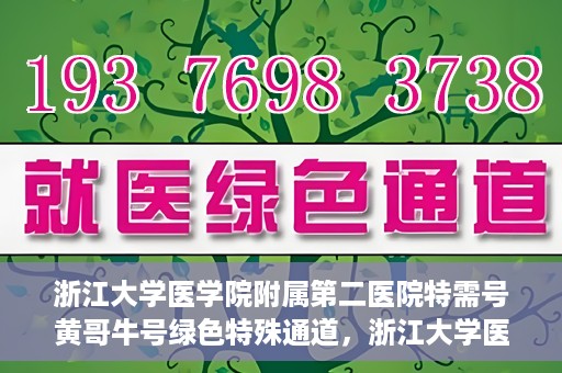 浙江大学医学院附属第二医院特需号黄哥牛号绿色特殊通道，浙江大学医学院附属第二医院特需号黄哥牛号，绿色就医通道揭秘