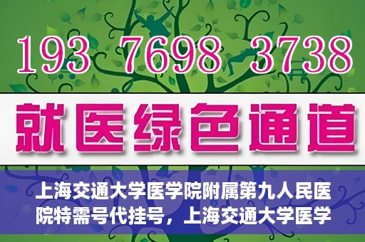 上海交通大学医学院附属第九人民医院特需号代挂号，上海交通大学医学院附属第九人民医院特需号源代挂号服务解析