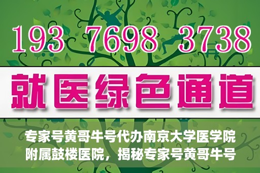 专家号黄哥牛号代办南京大学医学院附属鼓楼医院，揭秘专家号黄哥牛号与南京大学医学院附属鼓楼医院的代办服务内幕