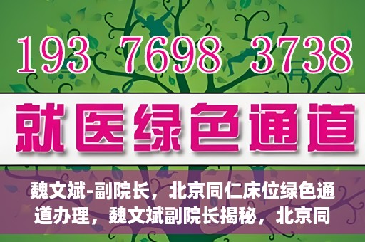 魏文斌-副院长，北京同仁床位绿色通道办理，魏文斌副院长揭秘，北京同仁床位绿色通道办理攻略