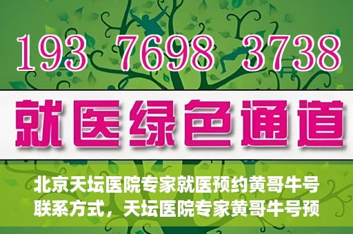 北京天坛医院专家就医预约黄哥牛号联系方式，天坛医院专家黄哥牛号预约联系方式揭秘，就医预约新选择