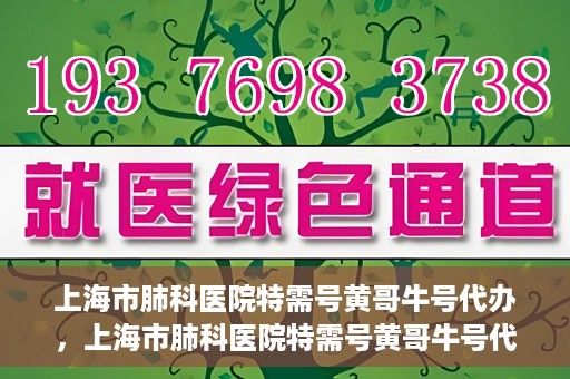 上海市肺科医院特需号黄哥牛号代办，上海市肺科医院特需号黄哥牛号代办服务解析