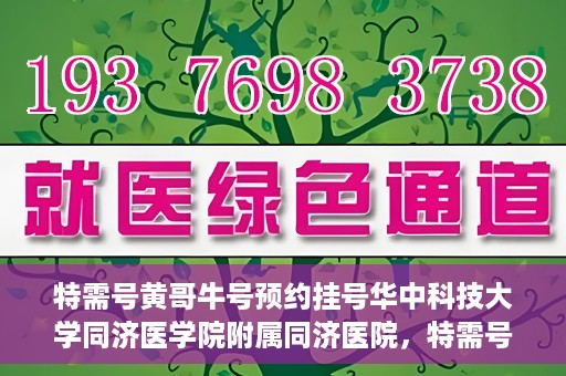 特需号黄哥牛号预约挂号华中科技大学同济医学院附属同济医院，特需号黄哥牛号——同济医院预约挂号攻略
