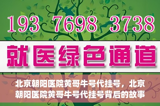 北京朝阳医院黄哥牛号代挂号，北京朝阳医院黄哥牛号代挂号背后的故事揭秘