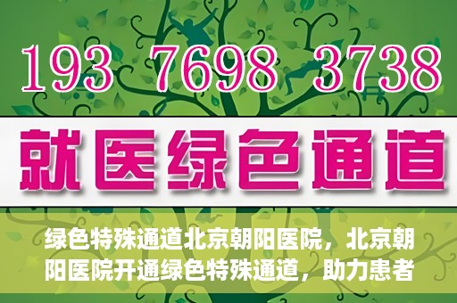 绿色特殊通道北京朝阳医院，北京朝阳医院开通绿色特殊通道，助力患者快速就医