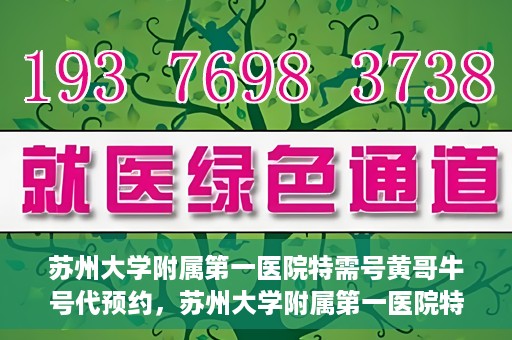 苏州大学附属第一医院特需号黄哥牛号代预约，苏州大学附属第一医院特需号预约服务解析，黄哥牛号预约攻略揭秘