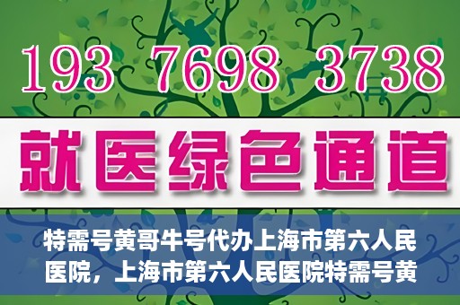 特需号黄哥牛号代办上海市第六人民医院，上海市第六人民医院特需号黄哥牛号代办服务