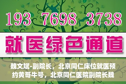 魏文斌-副院长，北京同仁床位就医预约黄哥牛号，北京同仁医院副院长魏文斌揭秘床位预约秘籍——黄哥牛号引领就医新风尚