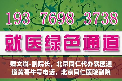 魏文斌-副院长，北京同仁代办就医通道黄哥牛号电话，北京同仁医院副院长魏文斌与就医通道黄哥牛号电话揭秘
