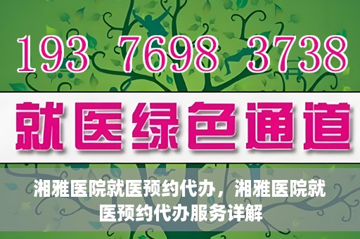 湘雅医院就医预约代办，湘雅医院就医预约代办服务详解