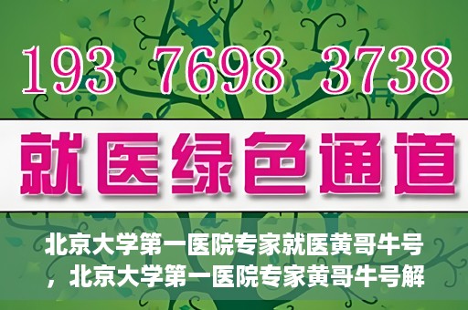 北京大学第一医院专家就医黄哥牛号，北京大学第一医院专家黄哥牛号解析就医秘籍
