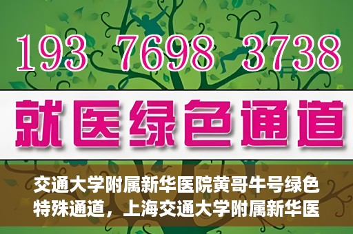 交通大学附属新华医院黄哥牛号绿色特殊通道，上海交通大学附属新华医院黄哥牛号绿色就医特殊通道解析