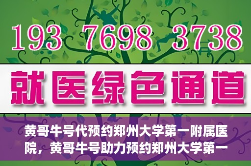 黄哥牛号代预约郑州大学第一附属医院，黄哥牛号助力预约郑州大学第一附属医院专业服务