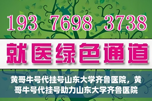 黄哥牛号代挂号山东大学齐鲁医院，黄哥牛号代挂号助力山东大学齐鲁医院就医无忧