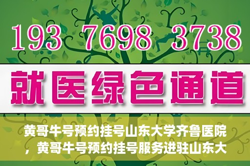 黄哥牛号预约挂号山东大学齐鲁医院，黄哥牛号预约挂号服务进驻山东大学齐鲁医院