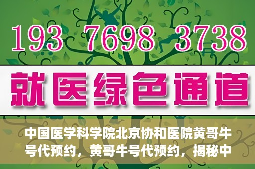 中国医学科学院北京协和医院黄哥牛号代预约，黄哥牛号代预约，揭秘中国医学科学院北京协和医院挂号秘籍