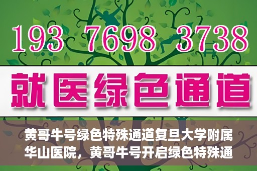 黄哥牛号绿色特殊通道复旦大学附属华山医院，黄哥牛号开启绿色特殊通道，华山医院展现医疗新力量