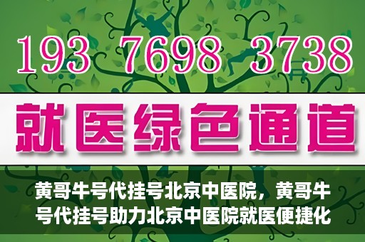 黄哥牛号代挂号北京中医院，黄哥牛号代挂号助力北京中医院就医便捷化