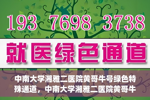 中南大学湘雅二医院黄哥牛号绿色特殊通道，中南大学湘雅二医院黄哥牛号绿色就医特殊通道解析