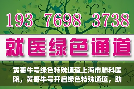 黄哥牛号绿色特殊通道上海市肺科医院，黄哥牛号开启绿色特殊通道，助力上海市肺科医院高效就医体验