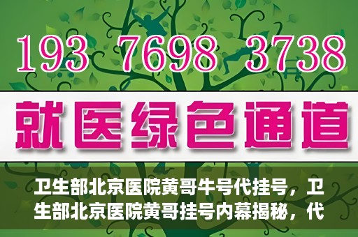 卫生部北京医院黄哥牛号代挂号，卫生部北京医院黄哥挂号内幕揭秘，代挂号背后的故事