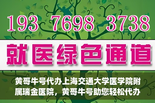 黄哥牛号代办上海交通大学医学院附属瑞金医院，黄哥牛号助您轻松代办上海交通大学医学院附属瑞金医院事务